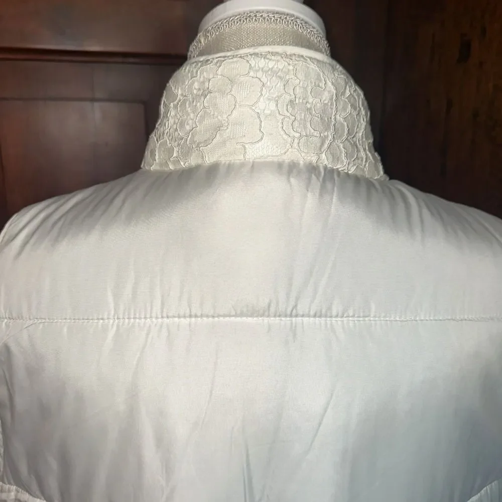 Ruby Rd. Women's Full Zip Lace Puffer Vest‎ White Size 16 EUC